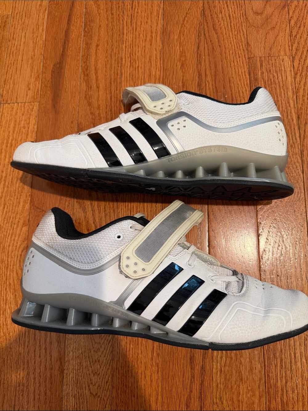 Adidas Adipower White and Black Weightlifting Shoes (Good Condition) Size 10.5